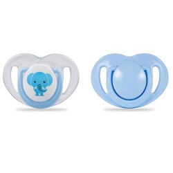 2 X Ortodontik Silikon Emzik 0 Ay+ Mavi/Fil - Mamajoo