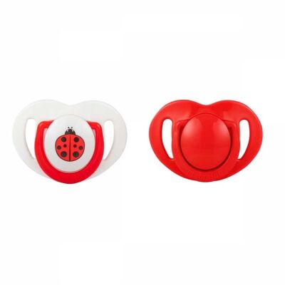 2 X Ortodontik Silikon Emzik 6 Ay+ Kırmızı/Uğur Böceği - 3
