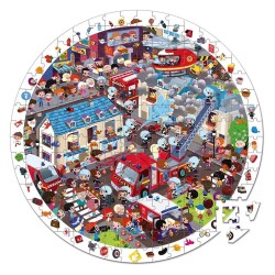 208 Parça Yuvarlak Puzzle ve Bulmaca İtfaiye - Janod