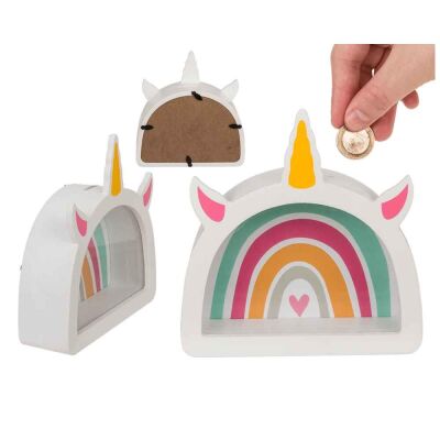 Ahşap Para Kutusu Unicorn - Wooden Saving Box Unicorn 18X18 Cm. - 2