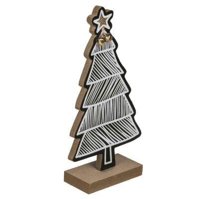 Ahşap Yılbaşı Ağacı - Çıngıraklı 19,5 Cm - 2