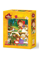 Art Kids Kırmızı Pelerinli Kız 12+24 Parça Puzzle - 1