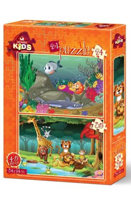 Art Kids Su Altı ve Orman Hayvanları 24+35 Parça Puzzle