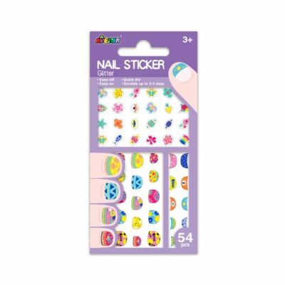 Avenir Simli Tırnak Çıkartmaları - Flower - 1