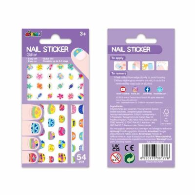 Avenir Simli Tırnak Çıkartmaları - Flower - 3