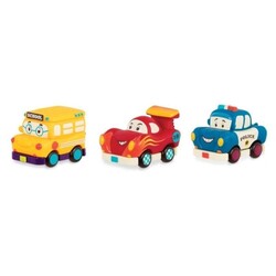B Toys 3 'lü Mini Çek Bırak Araba Seti Okul Otobüsü/Yarış Arabası/Polis - Thumbnail