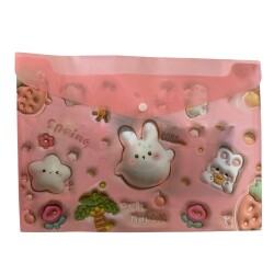 Bafix A4 Çıt Çıtlı Dosya Desenli Cute Rabbit Pembe - Bafix