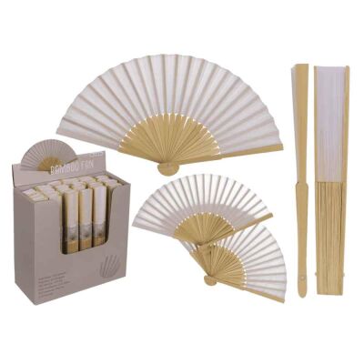 Bambu Yelpaze Beyaz 21 Cm. - Bamboo Fan Shine White - 2