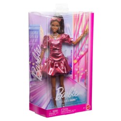 Barbie Deluxe Style Stil İkonu Metalik Pembe Elbiseli Bebek JFP41 - Mattel