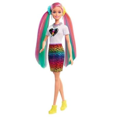 Barbie Leopar Desenli Saç Bebeği - 1