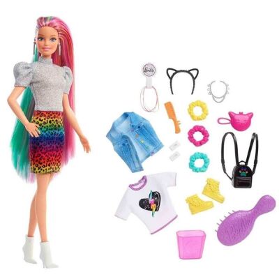 Barbie Leopar Desenli Saç Bebeği - 3
