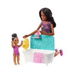 Barbie Skipper Bebek Bakıcılığı Banyo Oyun Seti Mor - 2
