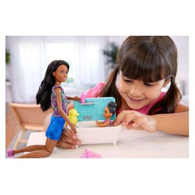 Barbie Skipper Bebek Bakıcılığı Banyo Oyun Seti Mor - 3