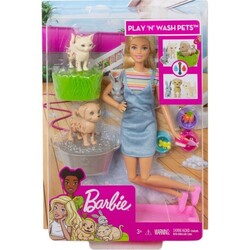 Barbie ve Hayvanları Banyo Eğlencesinde Oyun Seti - Thumbnail