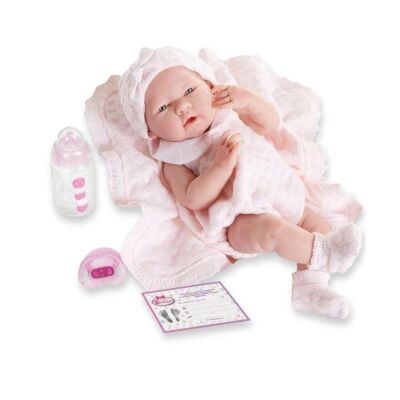 Berenguer Gerçekçi Yenidoğan Oyuncak Kız Bebek 38 cm ve Örme Battaniye - 1