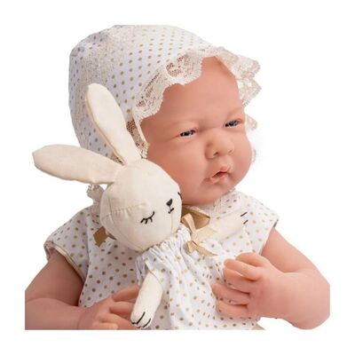 Berenguer Gerçekçi Yenidoğan Oyuncak Kız Bebek 39 cm Beyaz Hırka ve Tavşanlı