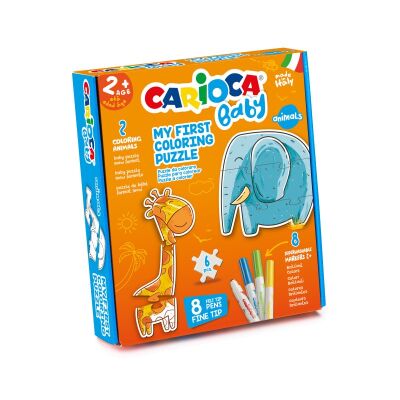 Boyanabilir Bebek Puzzle Hayvanlar +2 Yaş (8 Ad. Bebek Keçeli) 6 Parça - 1