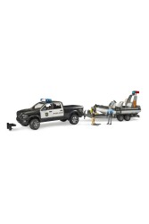 Bruder Ram 2500 Polis Aracı Römork, Zodyak, 2 Figür ve Aksesuarlar - 3