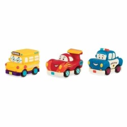 B.Toys 3'lü Mini Çek-Bırak Araba Seti Okul Otobüsü/Yarış Arabası/Polis - B Toys