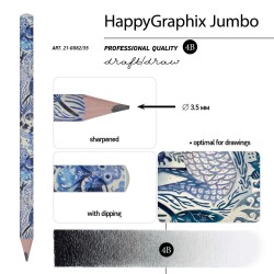 Bv Jumbo Kurşun Kalem 4B 21-0062-35 Mavi Desenli - 2