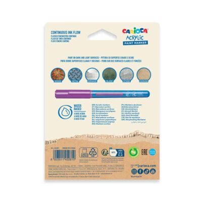 Carioca Akrilik Paint Marker Su Bazlı Fırça Uçlu 10'Lu - 5