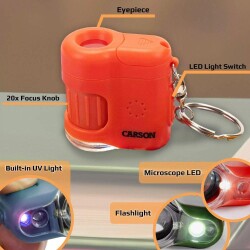 Carson LED ve UV Işıklı Cep Mikroskobu 20x Turuncu - 4