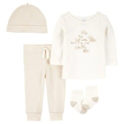 Carters Layette Bebek Alt Üst Set 1T173010 Ekru Desenli