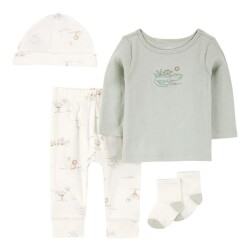 Carters Layette Erkek Bebek Alt Üst Set 1S943310 Ekru/Gri Melanj