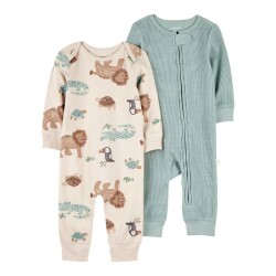 Carters Layette Erkek Bebek Tulumlu Set 1S943710 Mavi/Ekru