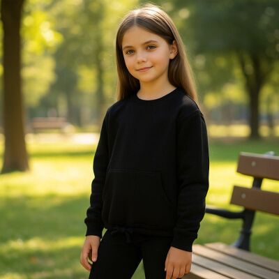 Çocuk O Yaka Kanguru Cepli Sweatshirt 3328 - 2