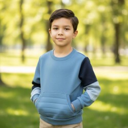 Çocuk Sweatshirt Kapitone Cepli - 1