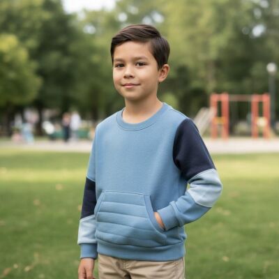 Çocuk Sweatshirt Kapitone Cepli - 2