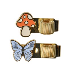 Designworks Ink Kitap İçin Kalem Klipsi 2Li Butterfly Mushroom - Designworks Ink