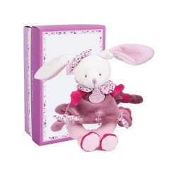 Doudou Hediye Kutulu Çıngıraklı Pembe Tavşan 19 cm - Doudou