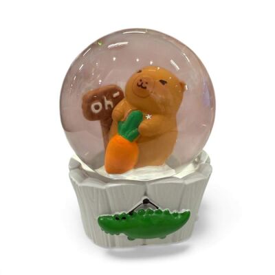 Eğlenceli Capybara Işıklı Kar Küresi 12.5 Cm - 4