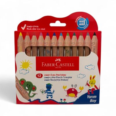 Faber Castell Jumbo 12 Renk Kuru Boya Kalemi Little Creatives - 1