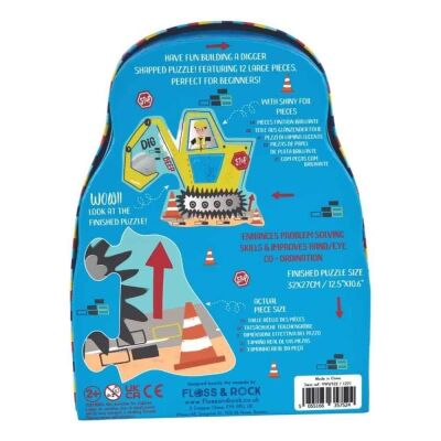 Floss & Rock 12 Parça Şekilli Kutulu Yap-Boz/Construction - 3