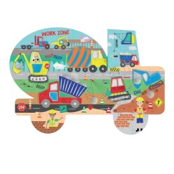 Floss & Rock 40 Parça Puzzle İnsaat Arabası Şekilli Yap Boz Construction - 2