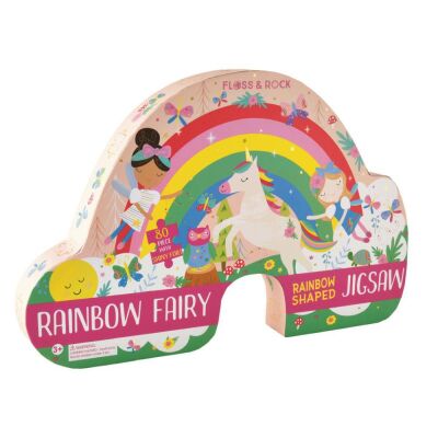 Floss & Rock 80 Parça Gökkuşağı’ Şekilli Puzzle Rainbow Fairy - 1