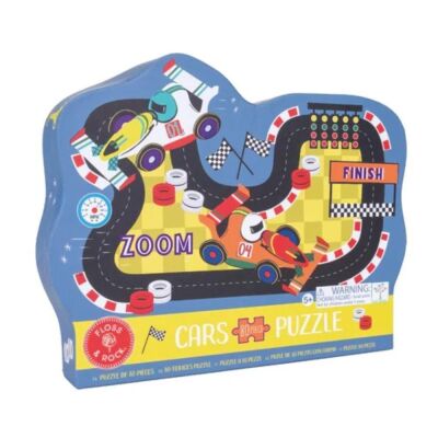 Floss & Rock 80 Parça Puzzle Pist Şekilli Yap Boz Cars - 1