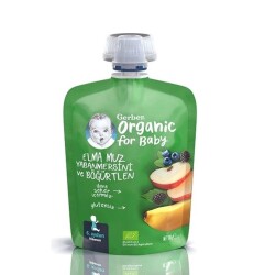 Gerber Organik Elma Muz Yabanmersini ve Böğürtlen Püresi 90 gr - Gerber