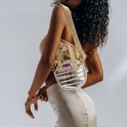 Girabrilla Kedi Kulaklı Puffer Omuz Çantası Metalik Pembe - 4