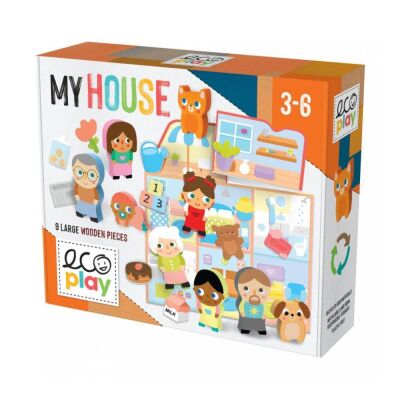 Headu Ecoplay My House Ahşap Parçalı Eşleme Puzzle 3-6 Yaş - 1