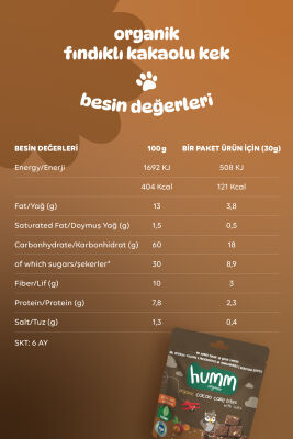 Humm Organik Glutensiz Vegan Kakaolu ve Fındıklı Kek - 4