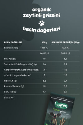 Humm Organik Vegan Grissini Zeytinli 55 gr - 2