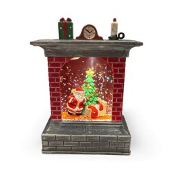 Kar Küresi Şömine Şeklinde Plastik - Sparkle Season