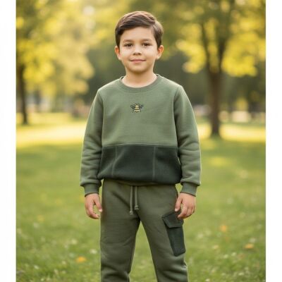 Karamela Arı Nakışlı Çocuk Sweatshirt - 1