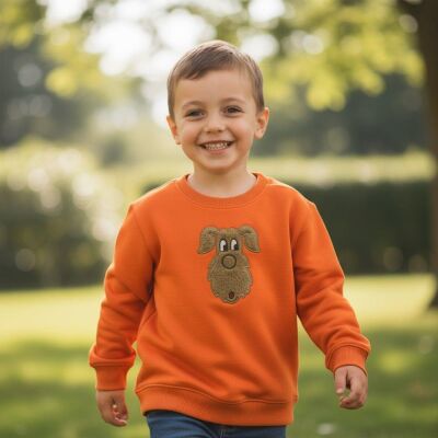 Karamela Çocuk Sweatshirt Peluş Köpek Nakışlı - 2