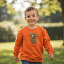 Karamela Çocuk Sweatshirt Peluş Köpek Nakışlı - 2