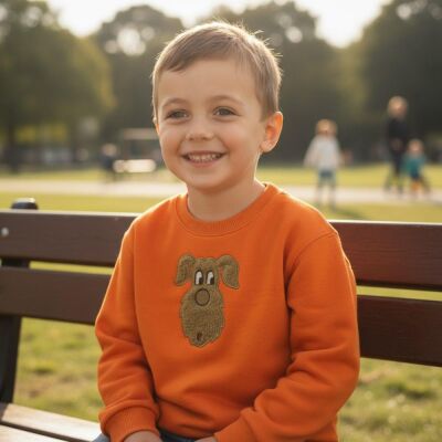 Karamela Çocuk Sweatshirt Peluş Köpek Nakışlı - 3